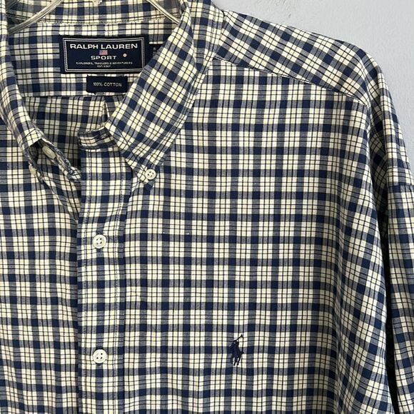 Men’s Ralph Lauren Sport 2XL XXL oxford plaid vintage shirt big & tall - Picture 4 of 11